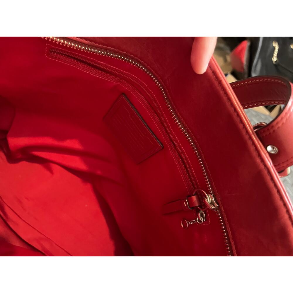 Vintage‎ COACH HAMPTON TOTE F10195 Red LEATHER Classic Womens Y2K BAG PURSE - Picture 8 of 12